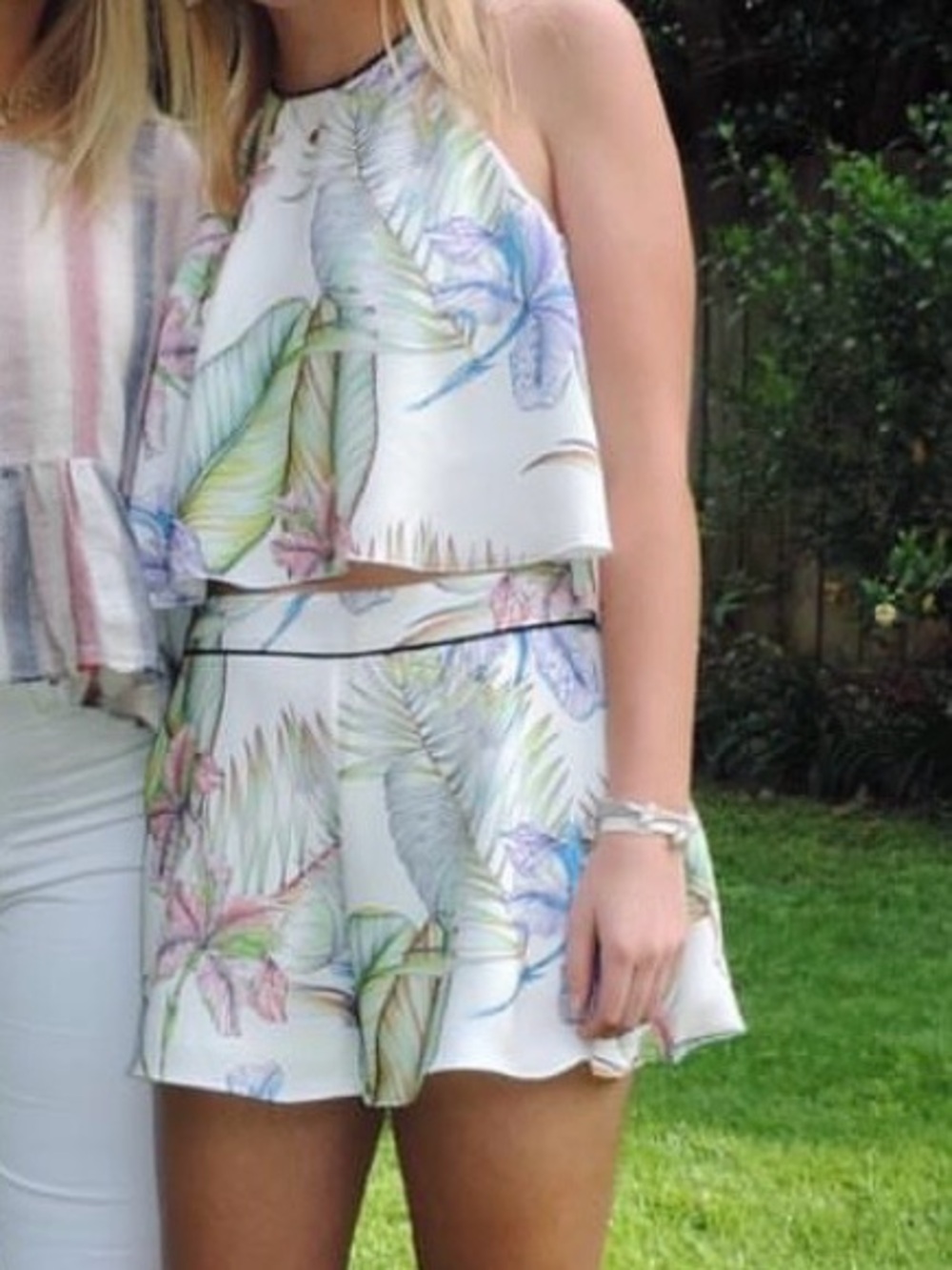 DO+BE Cream Tropical Print Halter Camisole
